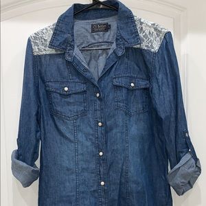 Denim button-down